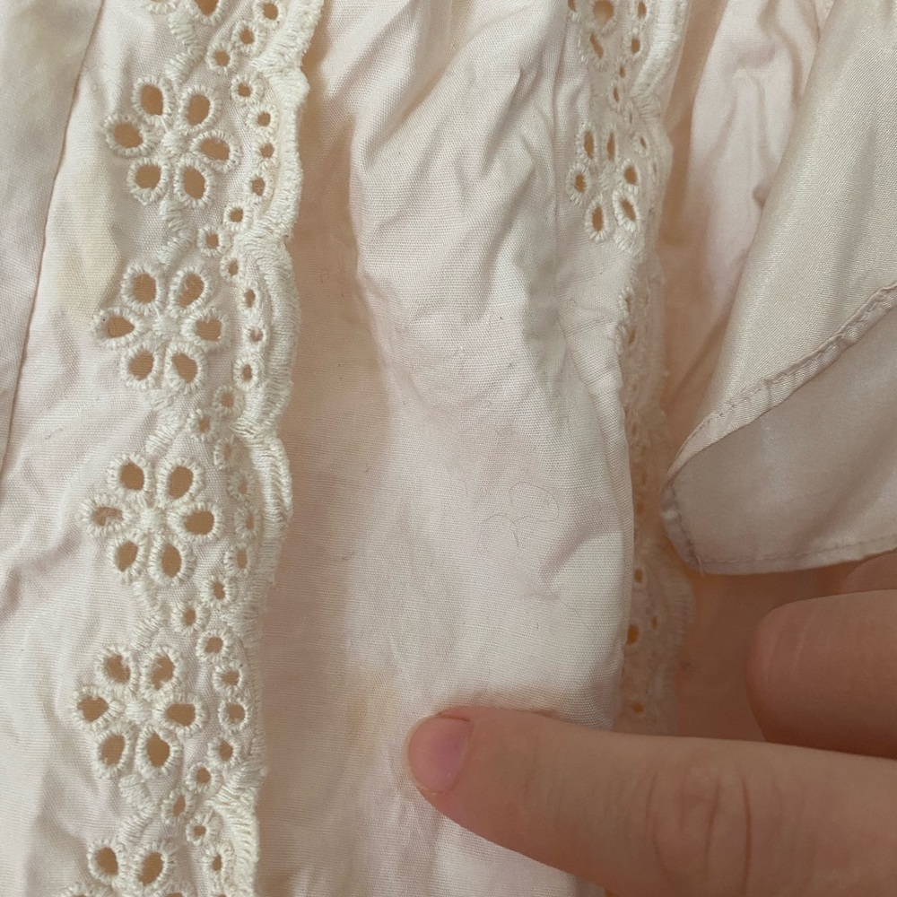 Size 8 Betsey Johnson cotton eyelet Strapless boning & ribbon waist fully lined - Picture 2 of 5